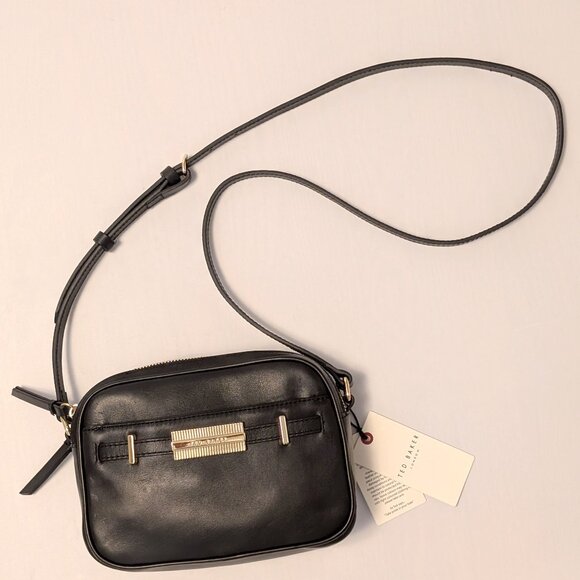 Ted Baker Black Leather Camera Crossbody Bag Gold Hardware NWT, Brand New w/Tags - Picture 5 of 8